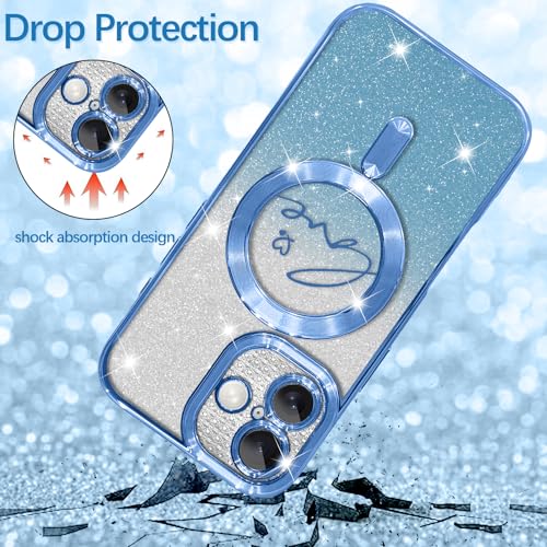 Image of ZIYE Magnetic Case Designed for iPhone 17 Glitter Case-Blue
