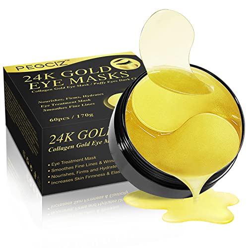 Under Eye Patches-30 Pairs-24K Gold Eye Masks-Eye Patches for Dark Circles and Puffiness,Reduce Under Eye Bags and Smooth Wrinkles-Gel Eye Mask Pads With Collagen for Woman Man Sleeping