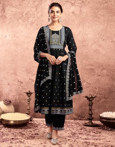 Image of SIRIL Women's Rayon Viscose Printed Kurta Pant with Dupatta Set