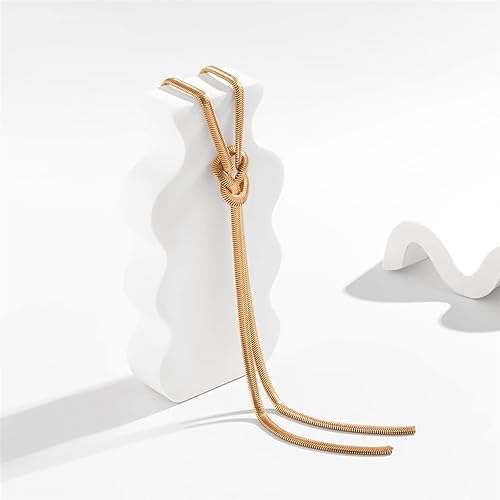 Miniatura 4 de Collar de oro para mujer, a la moda, delicado, largo, de oro, cadena de serpiente trenzada, collares en Y, accesorios de disfraz de diosa griega,