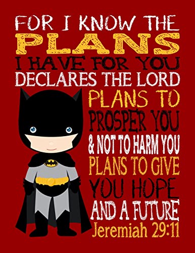 Superhero Christian Nursery Or Kids Room Decor Set Of 4 Unframed Prints With Bible Verses #TOP3