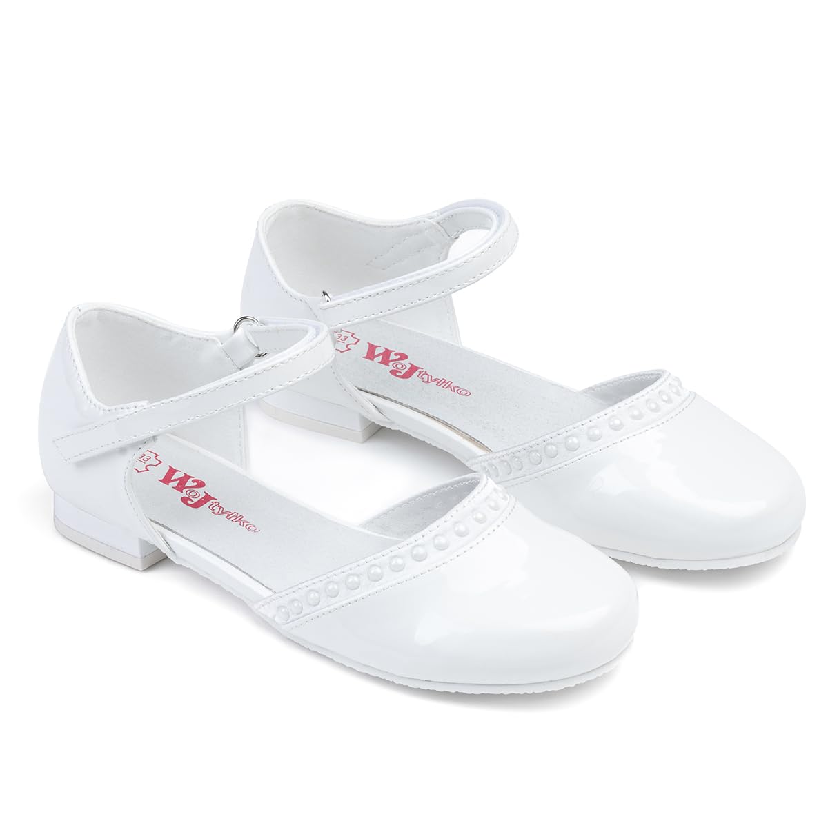 WK Mädchen Klettverschluss Halbschuhe mit Lederinnensohle | Kommunion | Elegant | Für eine kleine Prinzessin