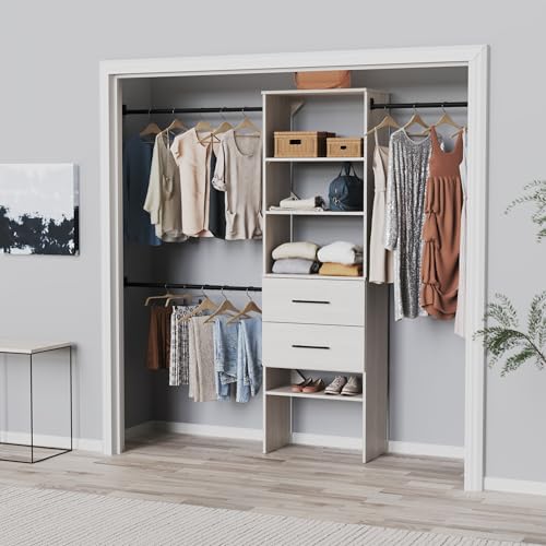 ClosetMaid SuiteSymphony 25-Inch Closet System Tower with (3) Hang Rods, and (2) Drawers, White Timber - Image 5
