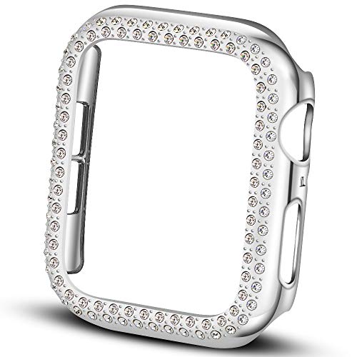 Falandi Compatible with Apple Watch Case 40mm 44mm 38mm 42mm, Face Cover Bling Crystal Diamonds Shiny Rhinestone Bumper, PC Plated Hard Protective Frame for iWatch Series 4 3 2 1 Women Girls