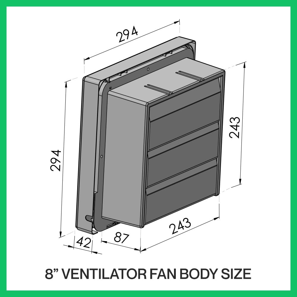 BYZERO Exhaust Fan 8 Inch for Kitchen, Bathroom, Office, Toilet Ventilation Fan, Strong Air Suction, RPM - 1300, 2 Yrs warranty, Cut Out 245mm - Bright White (Pench) 4