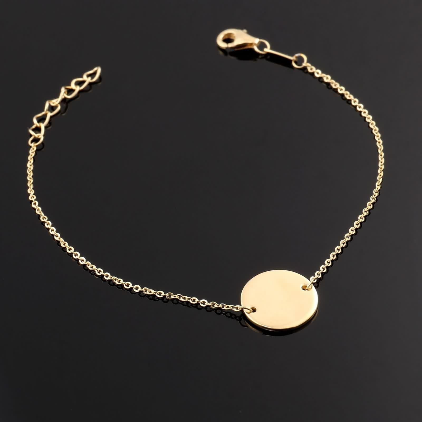 Pulsera de moda para mujer, de oro amarillo con lentejuelas pulidas, para promesa de boda