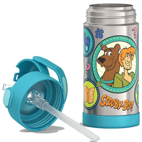 Image of THERMOS FUNTAINER Water Bottle with Straw - 12 Ounce - Kids Stainless Steel Vacuum Insulated Water Bottle with Lid, Scooby-Doo