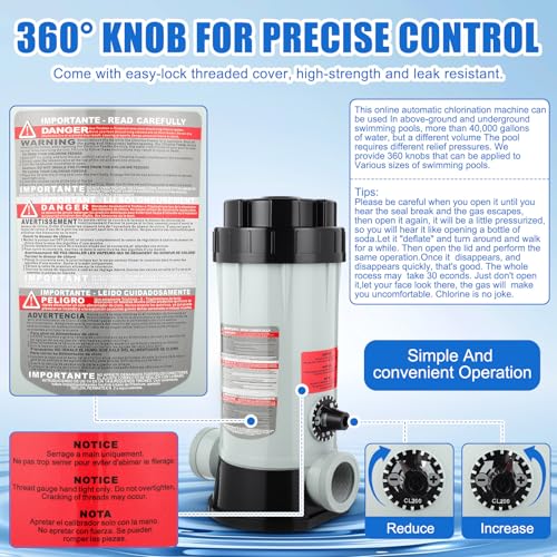 Aurelema CL200 Inline Chlorinator Replacement Compatible with Hayward Automatic Chlorinator Feeder for in/Above-Ground Pools Fertilizer Dispenser Inline Automatic Chemical Feeder with CLX200K O-Ring by Aurelema - Used condition - Image 4