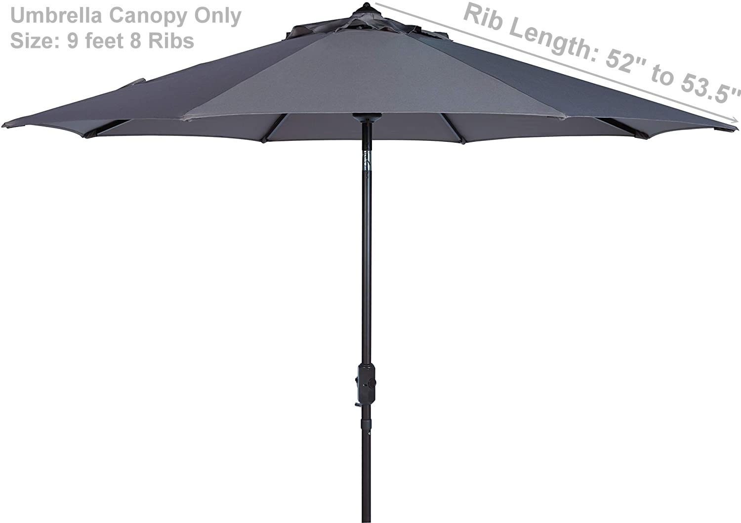 Bayside21 Patio Umbrella Replacement Canopy for 9ft 8 Ribs Spuncrylic Fabric Replacement Umbrella Canopy (Spuncrylic Granite)