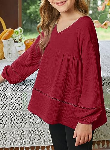 blibean Girls Elegant Boho Long Sleeve Blouse Size 4-13 Years Old4