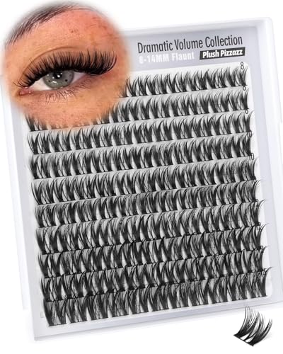 Flaunt Cluster Lashes Short 8-14MM Eyelash Clusters Wispy Lash Clusters Ultra-Dense Cluster Eyelash Extensions CD-Curly Wet Look Individual Lashes 110PCS Natural Clusters