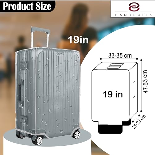Image of Handcuffs PVC Transparent Luggage Trolley Waterproof Cover|Dust Proof Suitcase & Trolley Bag Cover - 19 Inches
