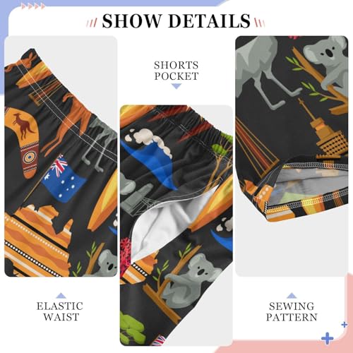 Australia Kangaroo Koala Boys Long Pants Soft Trousers Elastic Waist Kids Lounge Bottoms with Pockets S-XL4