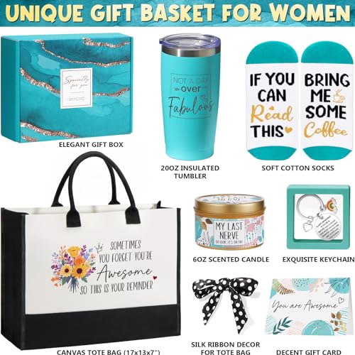 Image of Birthday Gifts Get Well Soon Gift Basket for Women Self Care Thank You Gift | Care Package Inspirational Self Care Gifts Set, Christmas Thinking of You Gift Basket for Women Mom Sister Friend w / Tote Bag