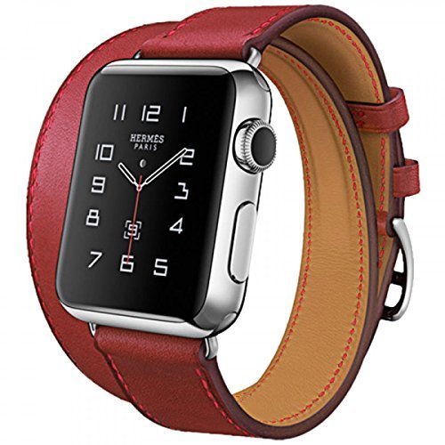 Digi4u HOCO Art Series 3 in 1 Genuine Real Leather Band Strap Bracelet For Apple Watch, Sport, Edition (42mm, Red)