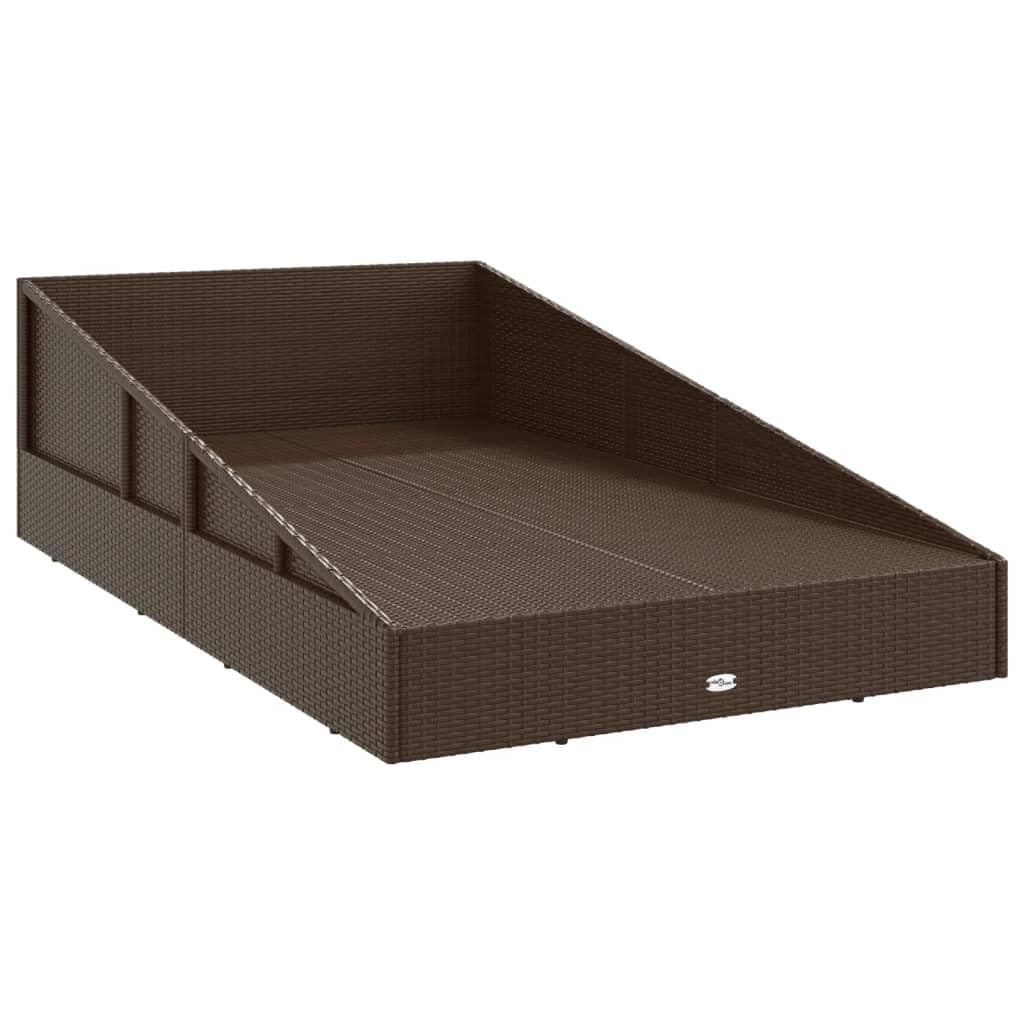 Lit de jardin 110 x 200 cm en rotin PE, chaise longue pour jardin et terrasse, île de salon avec 4 coussins d'assise et 2 coussins, marron