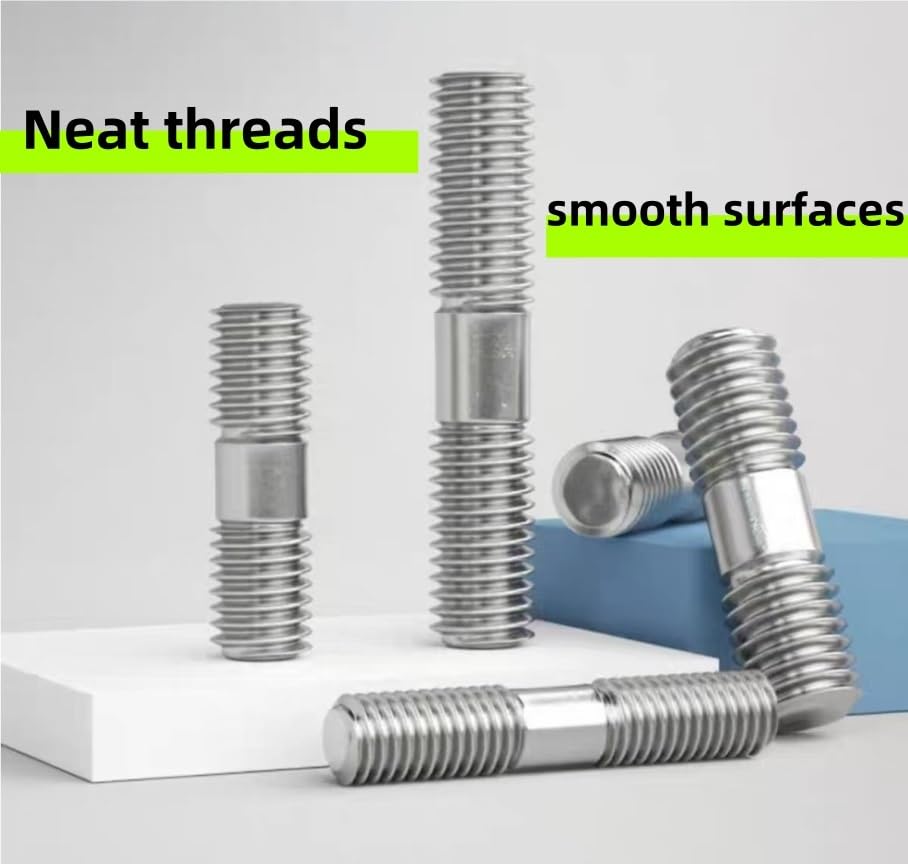 5Pcs 304 Stainless Steel Double Head Bolt, Stud, Butt Joint Screw, Two Head Screws GB901, Screw Rod, Tooth Rod M4M5M6 M8(80mm,M6)(M8*30)