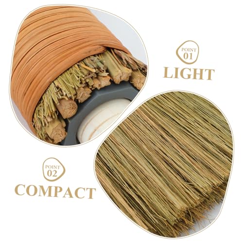 ULDIGI 2 Stück Handgefertigter Set Strohbesen mit Weichen Borsten und Abnehmbarem Stiel Kompakter Zimmerbesen für Staubentfernung und Innenreinigung im Wohnzimmer Natürlicher – Bild 4