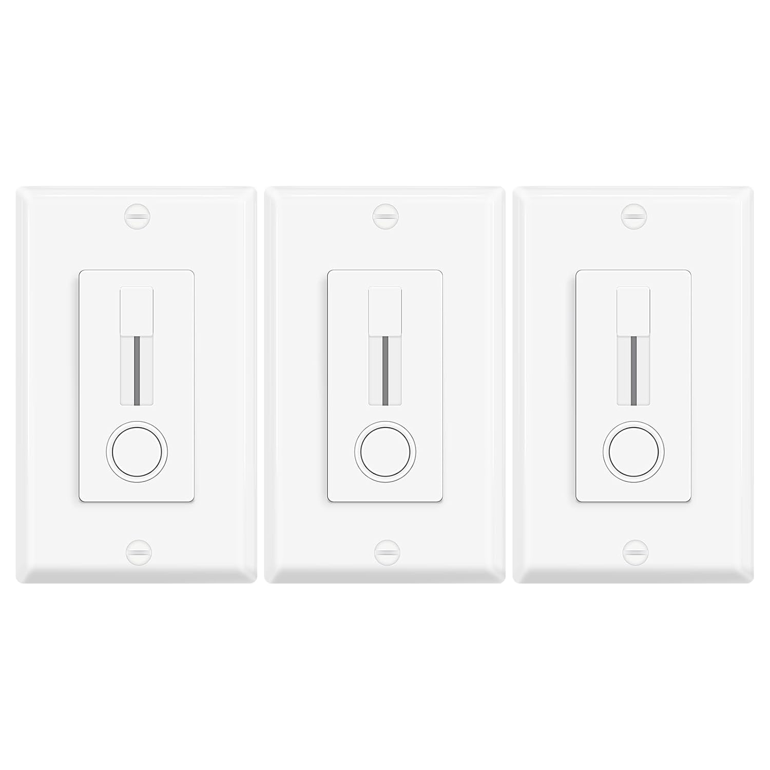 4 Pack Dimmer Light Switch for Dimmable LED Light, Single Pole/3-Way,No Neutral Wire Required,Work with LED/CFL (300W Max) & Halogen/Incandescent (600W Max) Bulbs,7 Brightness Levels,UL Listed