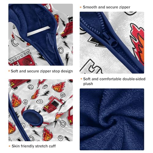 Fire Truck and Equipment Girls Fleece Jacket Girls Fall Jacket Girls Zip Up Hoodie Girls Sherpa Jacket 2-10T3