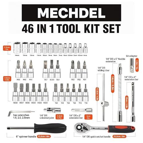 Image of mechdel 46-in-1 Tool Kit for Home Use | Spanner Set | Socket Set | Wrench Set | Hand Tools | Bike Tool Kit Set | Goti Pana Box End Set | Socket Wrench Kit | DIY Car & Household Repair Tools
