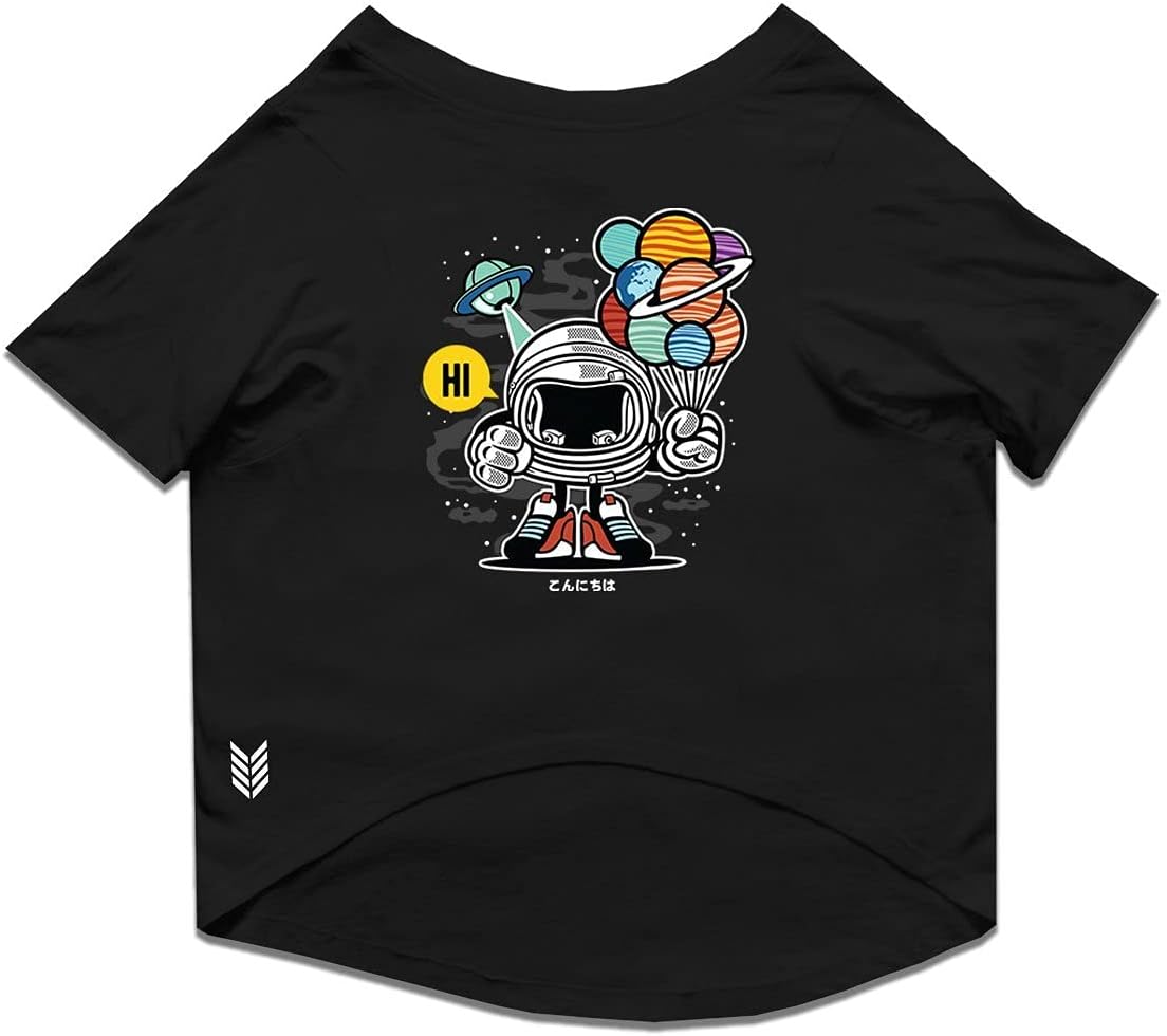 RuseRuse Basic Crew Neck Gift from Outer Space Printed Half Sleeves/Apparel/Clothes/T-Shirt Gift for Cats.Colour-Black/X-Small