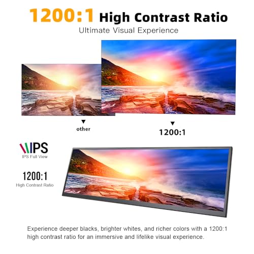 Image of 120Hz 12.7 inch 2.5K QHD IPS 2880x864 Stretched Bar Touch Screen Display HDMI USB C Secondary Monitor for Laptop PC Music Media Timeline Editing