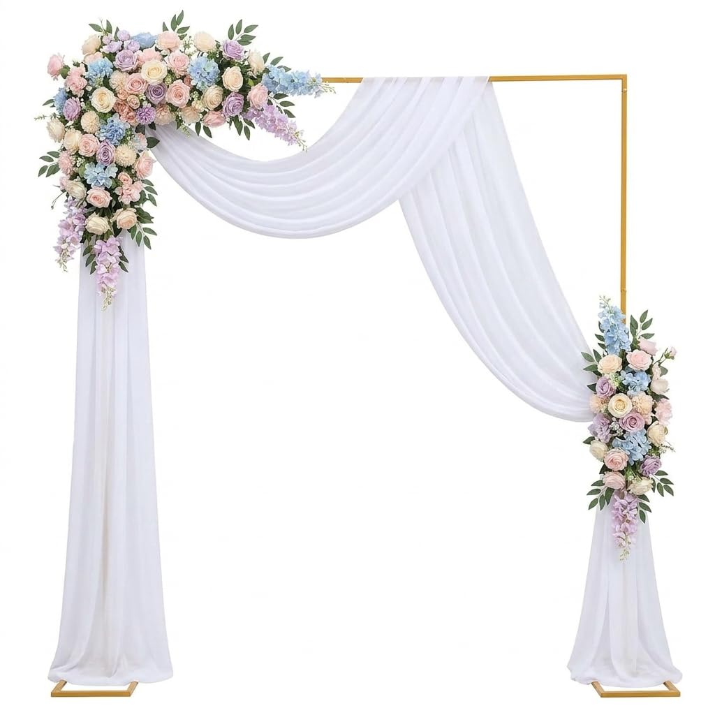 Arco per Matrimoni, 3x3 Metri, Struttura Quadrata per Arco, Supporto per Palloncini in Metallo Giallo, Regolabile in Altezza, Per Decorazioni di Compleanni, Matrimoni, Anniversari