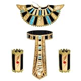 Fengek 4 PCS Egyptian Costume Women Accessories Set - Collar, Belt, 2 Pairs of Wristbands for Halloween, Themed Parties, Cosplay