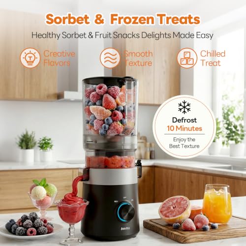 Image of Aeitto 3-in-1 Cold Press Juicer for Juice, Nut Milk & Sorbet - Filter-Free Design for Effortless Cleaning, 6.0 inch Extra Large Chute Fits Whole Fruits & Vegetables, Juicer Machines High Yield, With Brush