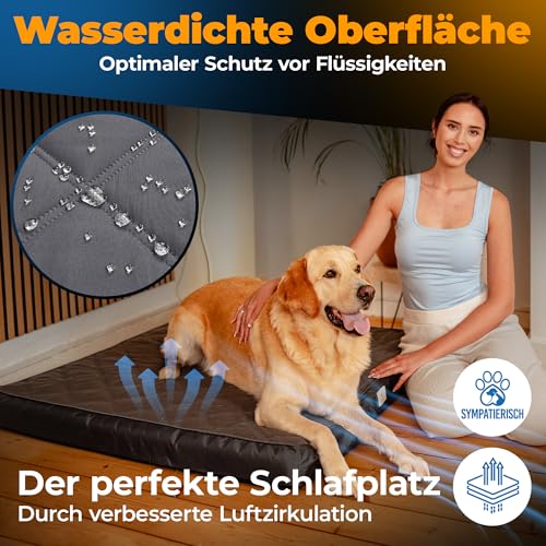 Orthopädisches Hundebett [Wasserdicht] - Die neue Lieblings-Hundematte deiner Fellnase, Rutschfestes Hundekissen, Hundekörbchen, Hundekorb, Bezug waschbar | Kleine bis große Hunde | 110x100x9 cm