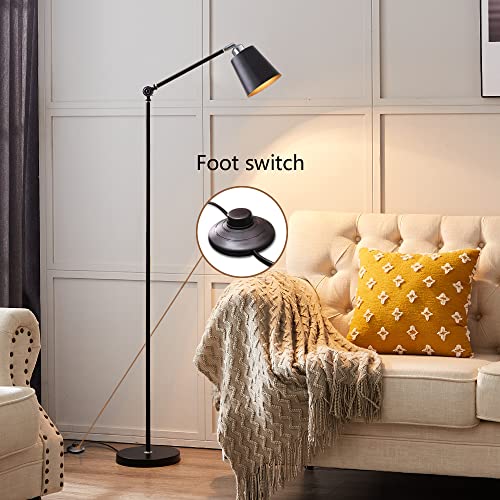 Meaterli Floor Lamp, Industrial Floor Lamp With 12W Led Bulb In 3 Colours, 360°Rotation Tall Lamp, On/Off Footswitch, Minimalist, Modern Floor Lamp For Office,Bedroom,Reading,Work Etc. (G:1) #TOP3