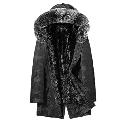 NOBRAND - Abrigo de Piel para Hombre con Capucha, diseño de Camuflaje 1 Color XL