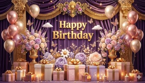 Image of Happy Birthday Theme Backdrop Banner 5x7 ft - Digital Print Cloth Background, Reusable Birthday Party Wall Decoration for Girls, Photo Booth & Stage Decor (BD 36)