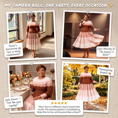 Midi Dresses for Women Fall 2026 Pearl Elegant Church Viral Bouncy Dress - image 6