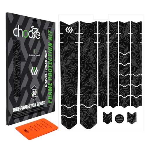CNC Road/Gravel Bike Frame Protection kit,20-Pcs Bike Frame Protector Sticker-Frame Guard Tape Wrap for Top/down Tube,Seatstays,Chainstay,Cable Wear,Protects Your Bike from Scratches and Dings.Black