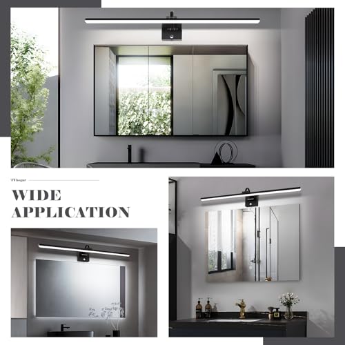 Image of Plug in Bathroom Vanity Light Picture Light Vanity Lights for Bathroom LED Bar 35 inch 6000K 16W Touch Dimming Matte Black Wall Sconce for Living Room, Bedroom, Hallway, Cabinet & Porch