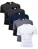 5 Pack Men's Compression Shirts Short Sleeve Cool-Dry Workout Rash Guard Athletic Base Layer Undershirts for Gym