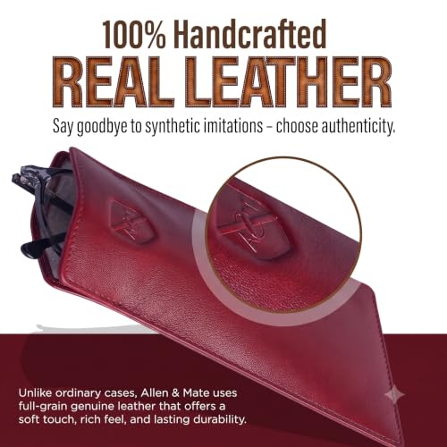 Image of ALLEN & MATE Genuine Leather Eyeglass Case, Slim Slip-In Reading Glasses