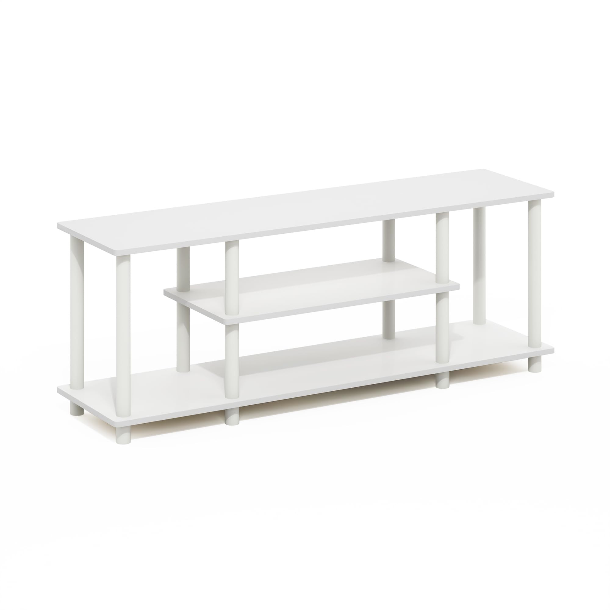Furinno Turn-N-Tube Soporte para TV De 3 Niveles Sin Herramientas 3D Consola para TV De hasta 50 Pulgadas para Sala De Estar Y Dormitorio Color Blanco