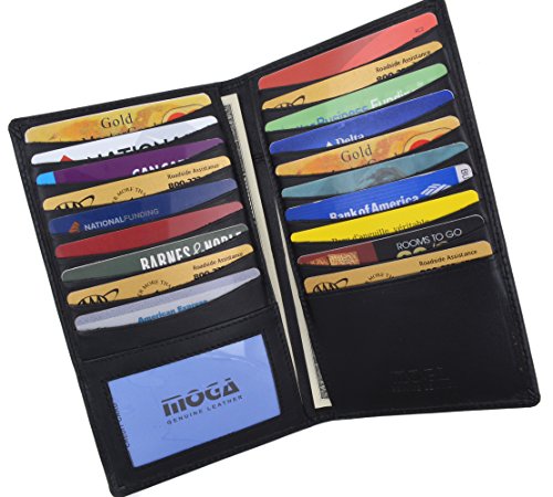 Moga Genuine Leather Men's Deluxe Bifold Multi Credit Card Case ID Wallet (Black)2
