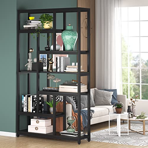 Tribesigns 79 Inch Bookshelf, 7-Tier Tall Bookcase With 10-Open Shelf, Wood And Metal Book Shelf Storage Shelves For Bedroom, Living Room And Home Office, Black #TOP2