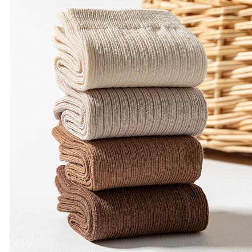 4 Pairs Toddler Boys Girls Crew Socks Kids Cotton Socks Solid Color4