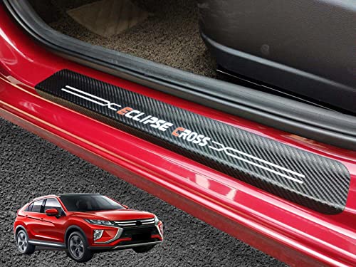 GZBFTDH Auto Door Sill Scuff Protector Trim, Compatible for Mitsubishi Eclipse Cross Accessories 2018-2022 Car Parts, Leather Door Entry Guard Plate