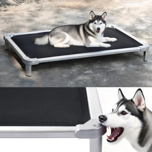 Senneny Chew Proof Elevated Dog Bed Medium Sized Dog, Raised Cot for Indoor Outdoor Camping, Heavy-Duty Chew Resistant Hidden Fabric Indestructible Dog Bed, M, 42" L x 27" W x 6" H - image 8