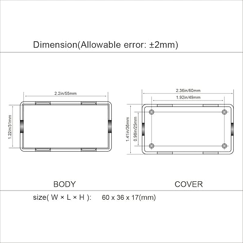 Miniatura 7 de LeMotech Project Box - Caja de 10 piezas de plástico ABS para proyectos eléctricos, caja de conexiones pequeña para electrónica, color blanco, 2.36