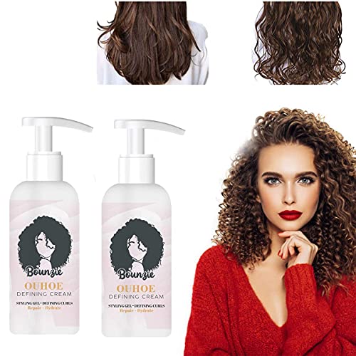 2pcs Curl hair Boost Defining Cream Hair Repairing Bounzie,Lightweight Curl Defining Cream for Frizz Control & Color Treated, Curl Moisturizer, Curly Hair, Curl Treatment, Wavy Hair (pink)