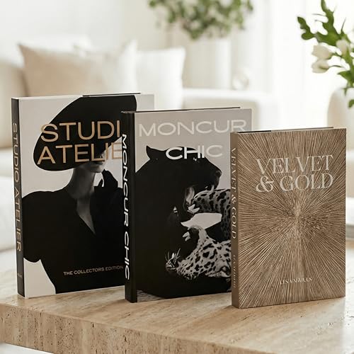 Image of Aesthetic Decorative Books Set of 3, Luxury Fashion Removable Covers, Beautiful Faux Books for Modern Home Decoration, Real Books, Blank Pages, Enhance Your Coffee Table, Bookshelf or Mantel Decor
