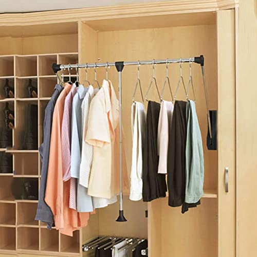 Barra de armario ajustable extraíble, colgador lateral resistente para organizador de riel de elevación, solución de almacenamiento de ropa que ahorra espacio