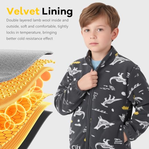 Image of SANNIDHI Kids Fleece Warm Coat, Zip-Up Long Sleeve Jacket with Pockets, High Collar Design, Fashion Outerwear Jacket for Boys & Girls, Ideal for Fall Winter Coat